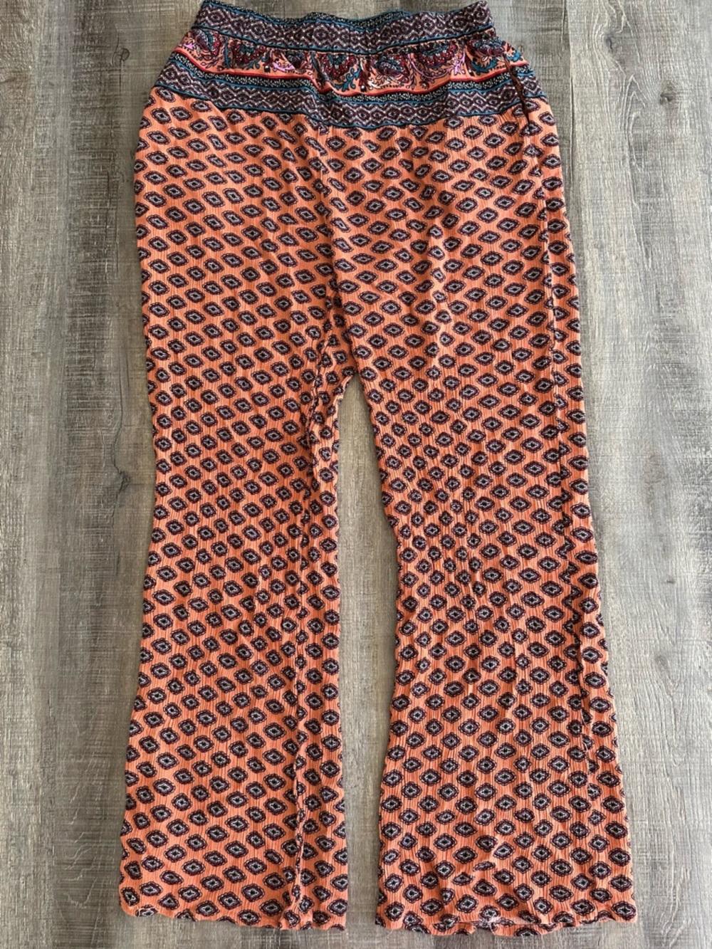 Cotton On Coral and Navy Patterned Wide-Leg Pants